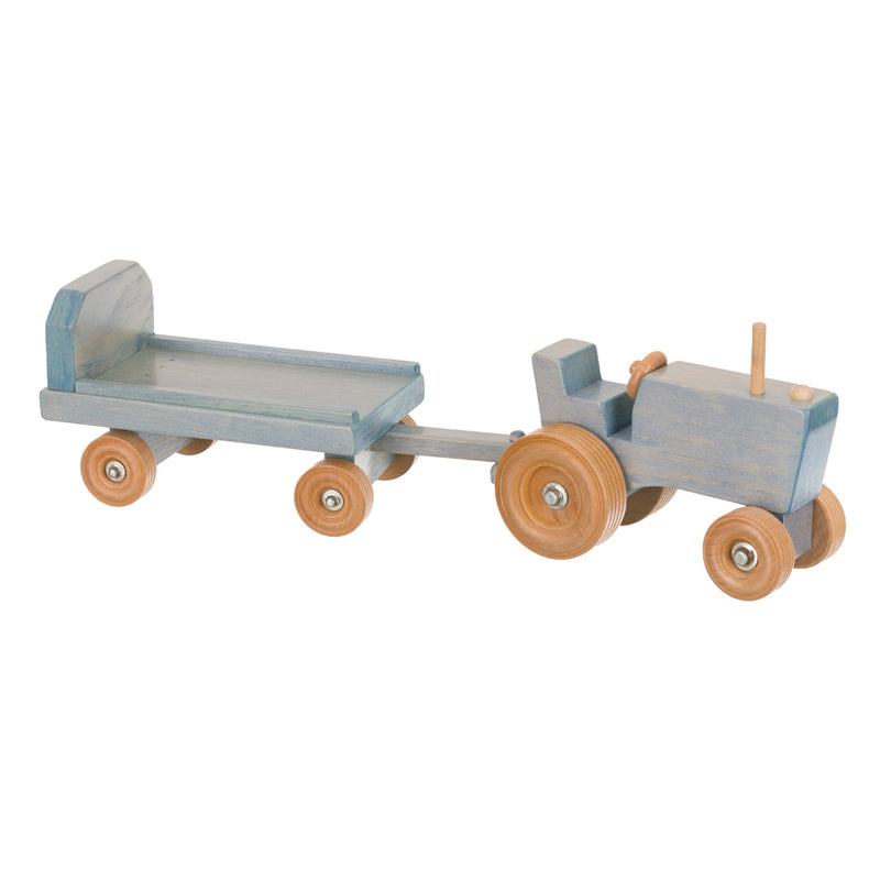 Baby Blue Toy Tractor Wagon with Hay Bales