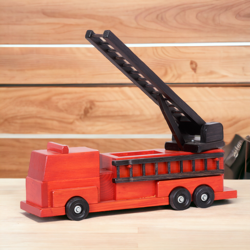 Red Large Wooden Fire Trucks
