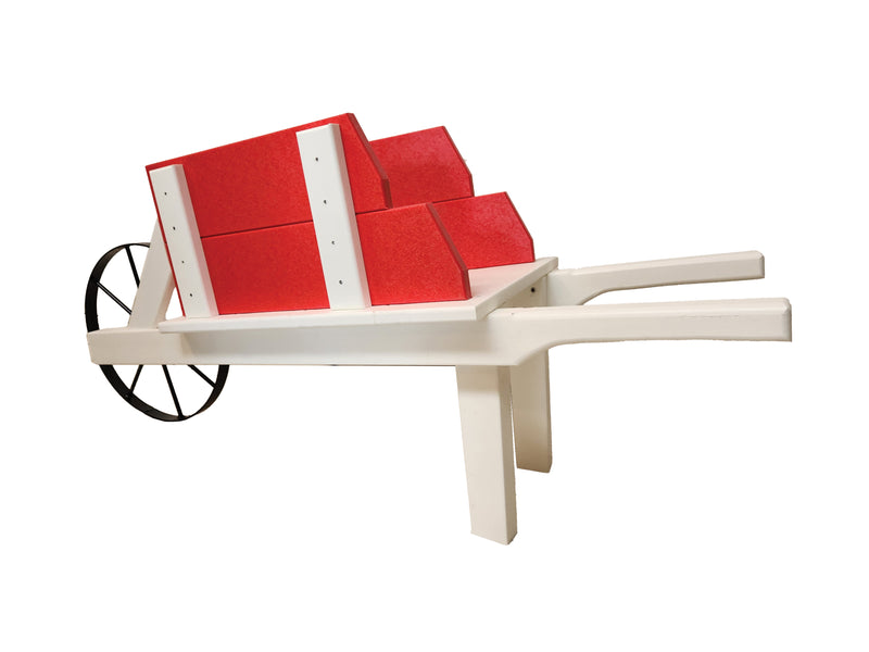 Red and white Amish Made Decorative Poly Wheelbarrow