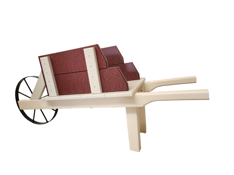 Cherrywood and white Amish Made Decorative Poly Wheelbarrow