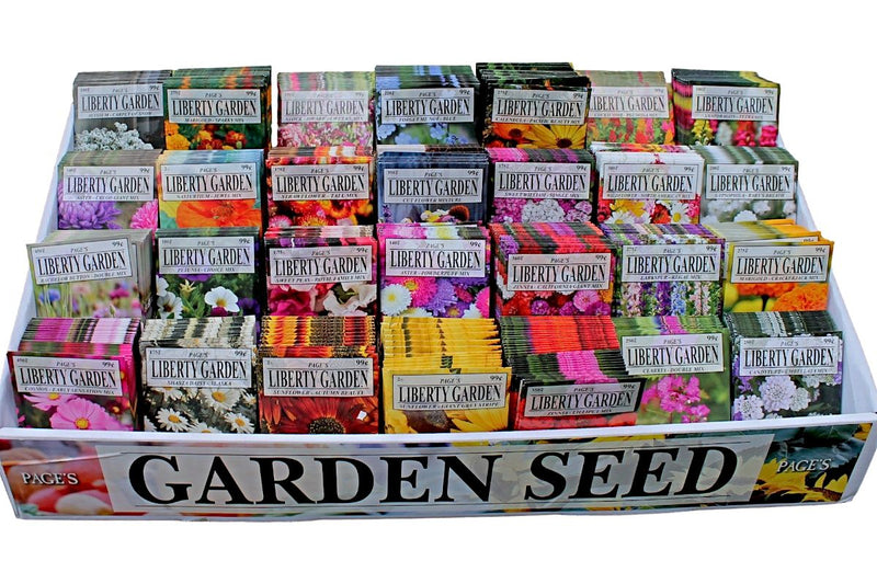 Close up of the types of flower seeds available.