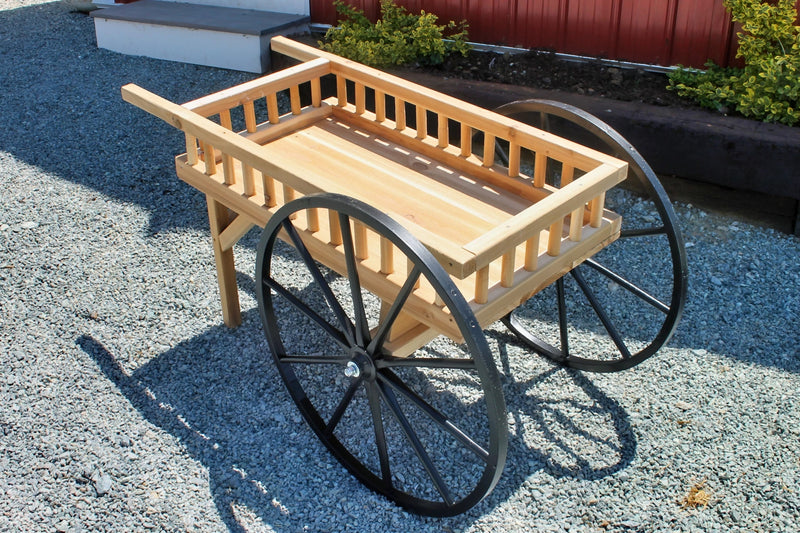 Front angle view of the Amish Red Cedar Peddlers Cart