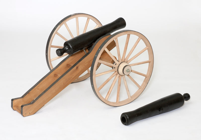 Decorative One Half Scale Wooden Cannon with barrel unattached