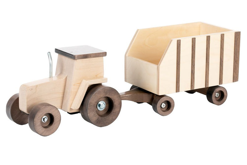 Amish Made Wooden Toy Tractor shown with Forage Wagon but sold separately.