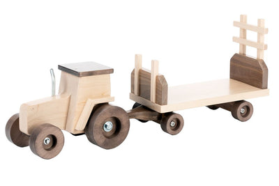 Amish Made Wooden Toy Tractor shown with Hay Wagon but sold separately.