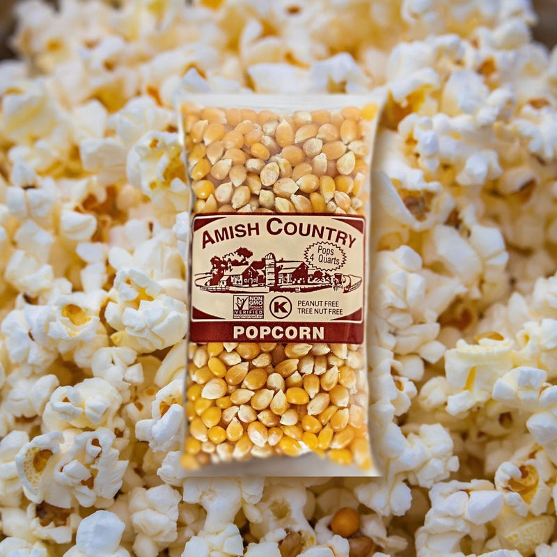 Amish Country Popcorn to pop at home in individual 4 oz. bags of kernels. Non-GMO. Order today at Harvest Array.