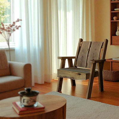 Amish-made Timberland Armchair with Mushroom indoor stain. Superior quality and durability. Free Shipping at harvestarray.com.