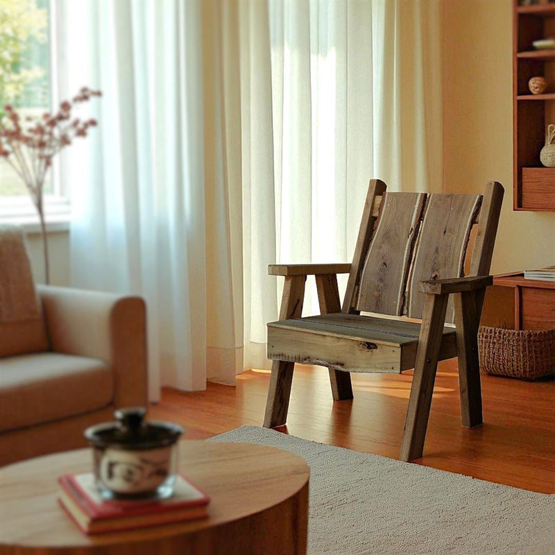 Amish-made Timberland Armchair with Mushroom indoor stain. Superior quality and durability. Free Shipping at harvestarray.com.