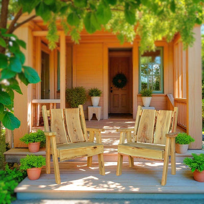 Be the talk of the neighborhood with a gorgeous set of natural outdoor stained rustic wooden chairs from Harvestarray.com. Amish made with Free Shipping. Each chair sold separately.