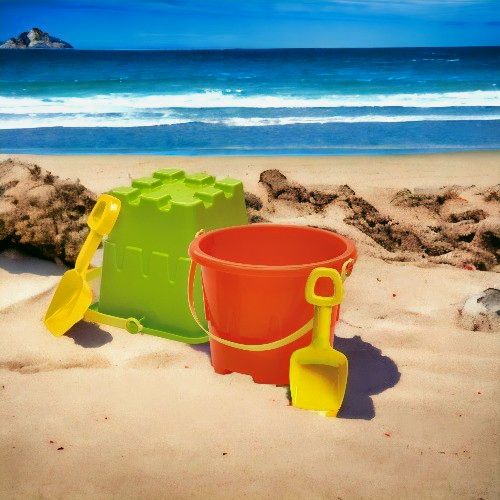 8" Sand Mold, Pail & Shovel Beach Sandbox Toys. Made in the USA.