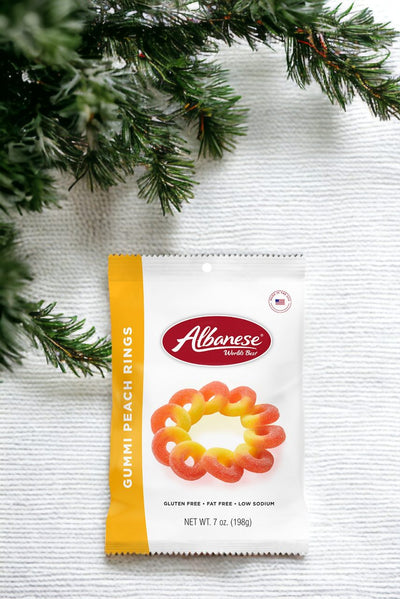 Albanese Gummi Peach Rings are great stocking stuffers