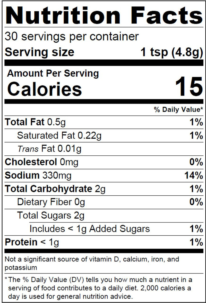 Amish Country Cheddar Cheese Popcorn Seasoning Nutritional Facts