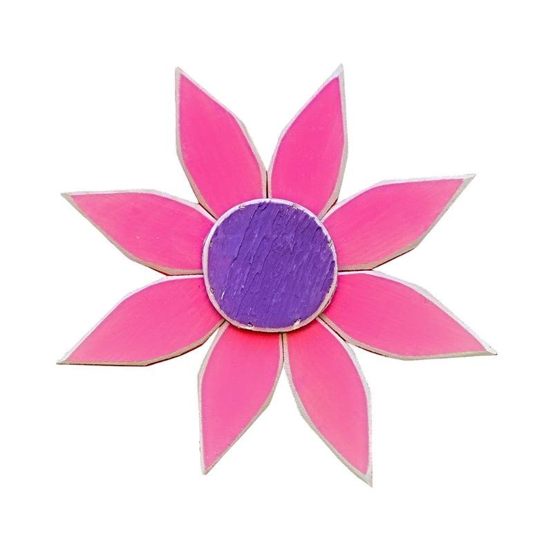 Amish Made Wooden Flowers from Harvest Array - pink with purple center.
