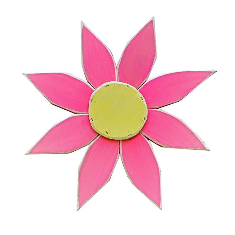 Amish Made Wooden Flowers from Harvest Array - pink with yellow center