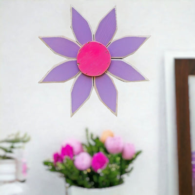 Decorate for Spring and Easter with this Purple and yellow Amish Made Wooden Flowers from Harvest Array.