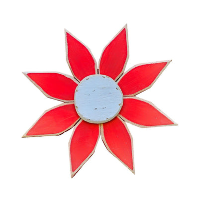 Amish Made Wooden Flowers from Harvest Array - Red with white Center