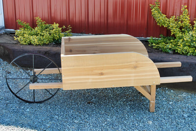 Side view of the Amish Old Fashioned Wooden Wheelbarrow