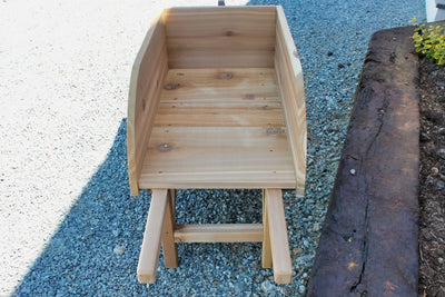 Back view of the Amish Old Fashioned Wooden Wheelbarrow
