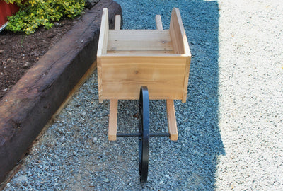 Front view of the Amish Old Fashioned Wooden Wheelbarrow