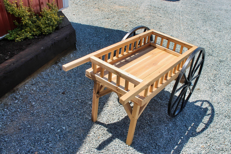 Back angle view of the Amish Red Cedar Peddlers Cart