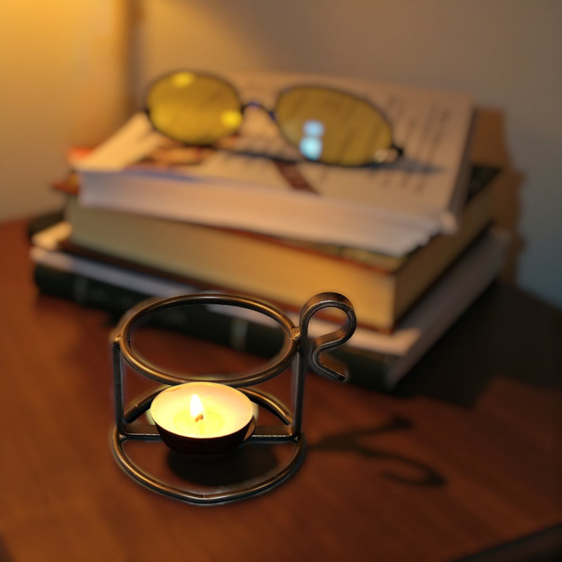 Amish Made Metal Votive Candle Holder With Candle (candle not included).  Made n the USA for Harvest Array.