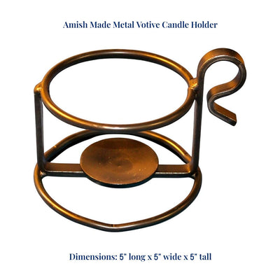 Amish Made Metal Votive Candle Holder is 5 x 5 x 5 inches.