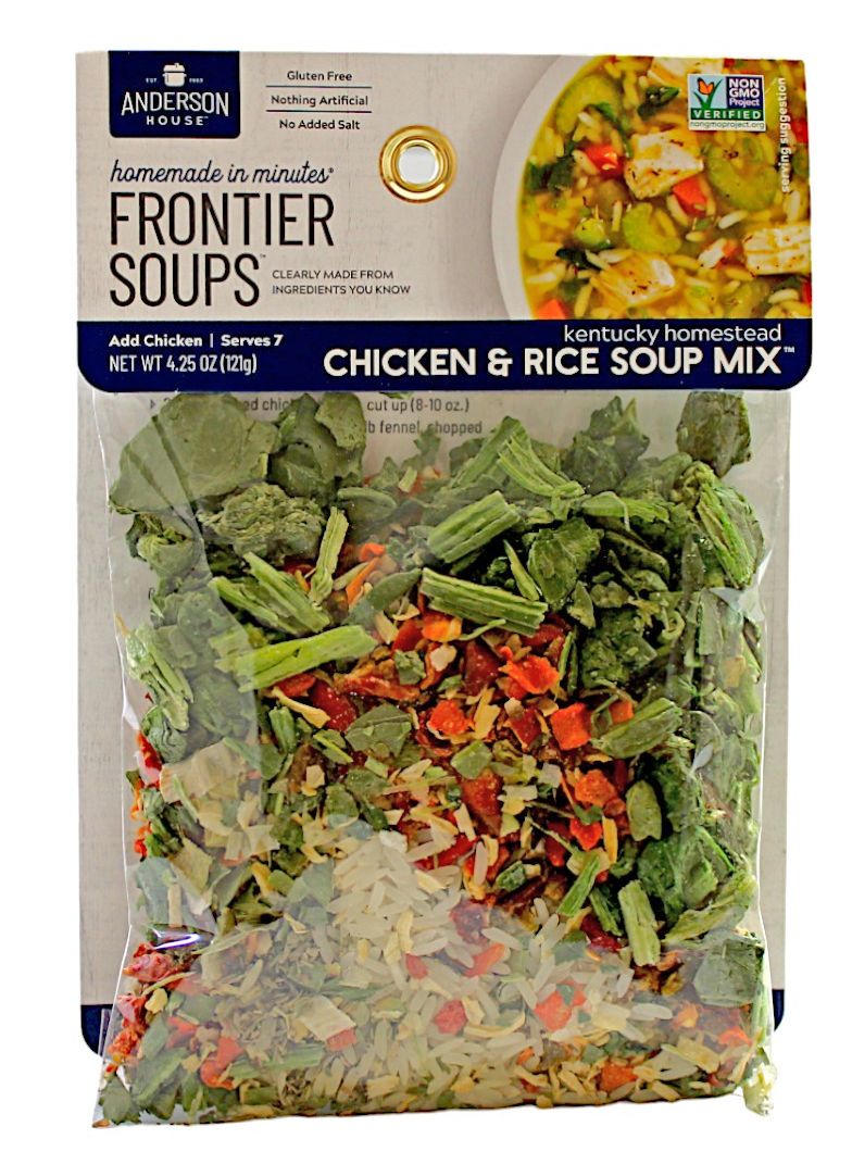 Kentucky Homestead Chicken and Rice Soup Mix by Anderson House is available at Harvest Array.  Homemade Soup ready in 30 minutes.