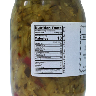 Annie's Kitchen Zucchini Relish Nutritional Facts