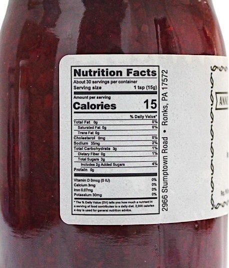 Nutrition Facts for Annie&