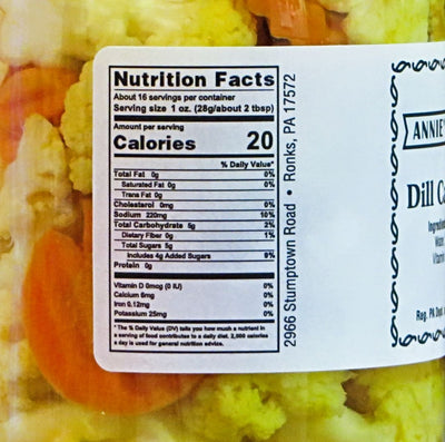 Annie's Kitchen Dill Cauliflower and Carrots Nutrition Facts