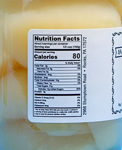 Annie's Kitchen's Pear Halves Nutrition Facts for Harvest Array