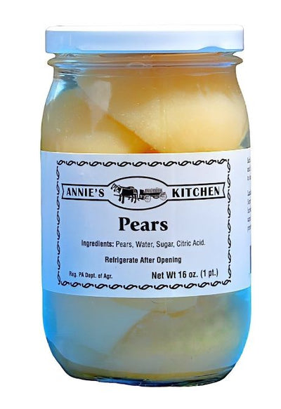 Annie's Kitchen's Pear Halves in a 16 oz. jar. Harvest Array