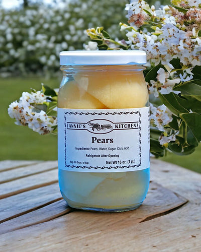 Shop only Harvest Array for Annie's Kitchen Pear Halves made in PA.