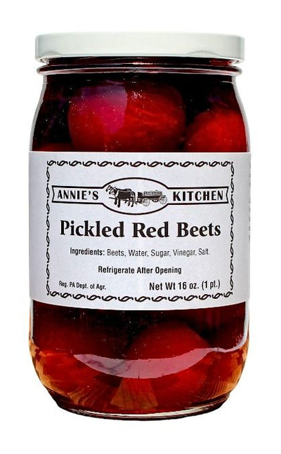 Each 16 oz. Jar of Annie's Kitchen Pickled Red Beets contains only red beets, water, sugar, vinegar, and salt. Harvest Array.