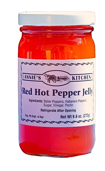 Annies Kitchen Red Hot Pepper Jelly is sold in 9.6 oz jars delivered right to your door from Harvest Array