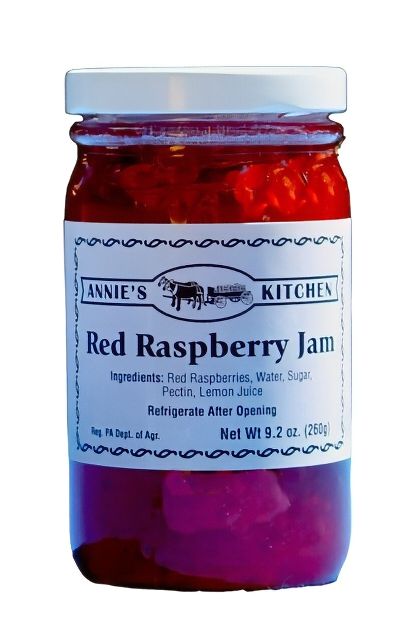 Annie's Kitchen Red Raspberry Jam is available in a 10.4 oz jar