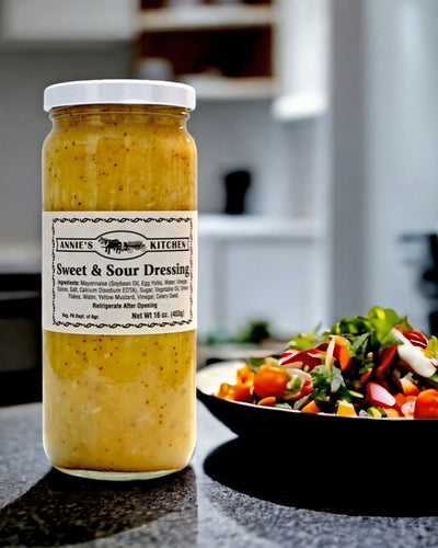 Sweet and Sour Dressing from Annie's Kitchen is a great topping for any salad!