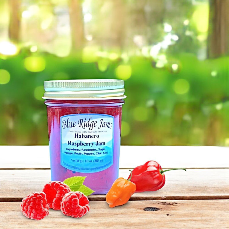 Blue Ridge Jams Habanero Raspberry Jam has the perfect spicy and sweet balance. Order a jar today, online at Harvest Array!
