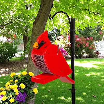 Amish-made Cardinal Bird Shaped Wooden Bird Feeders will attract beautiful cardinals and other melodious birds to your yard. Order now from Harvest Array.