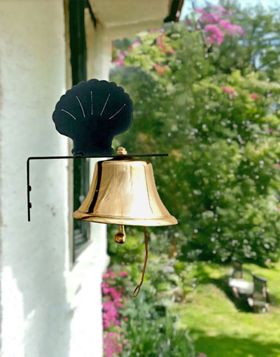Authentiv Classic Bevin Brothers Patio Bells with Shell Silhouette on Bracket made by Bevin Brothers Bells. Available at harvestarray.com.