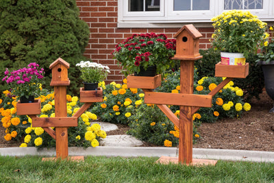 Small and Large Amish Made Cedar Birdhouse Planters
