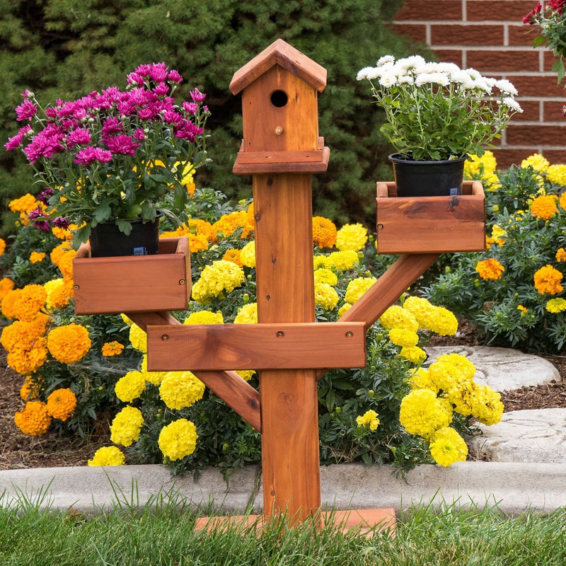 Small sized Amish Made Cedar Birdhouse Planters