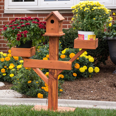 Large Size of the Amish Made Cedar Birdhouse Planters