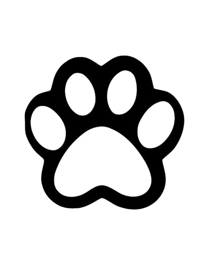 Black and White Wooden Paw Print Door Hanger.