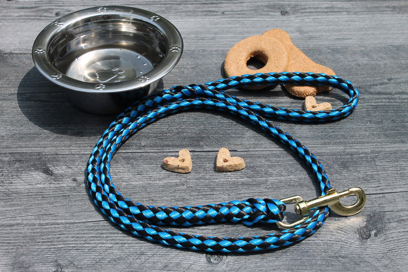 Blue and Black Soft Braided Dog Leash for Dogs Up to 50 pounds.