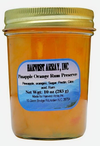 Blue Ridge Jams Pineapple, Orange, Rum Preserves in a 10 oz. jar at Harvest Array