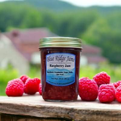 Only 4 ingredients in our Raspberry Jam.