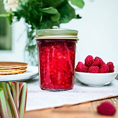 Close up of Raspberry Rhubarb Jam by Blue Ridge Jams for Harvest Array