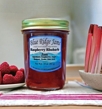 Blue Ridge Jams Raspberry Rhubarb Jam is a twist on the traditional combination of strawberry rhubarb. 