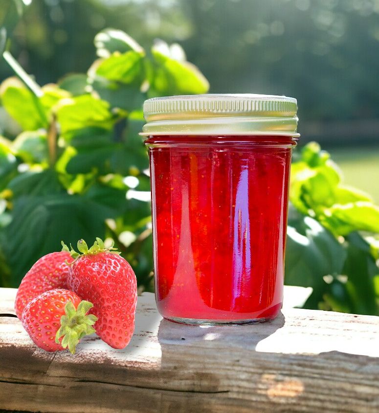 Closeup view of Strawberry Jam by Blue Ridge Jams at Harvest Array.